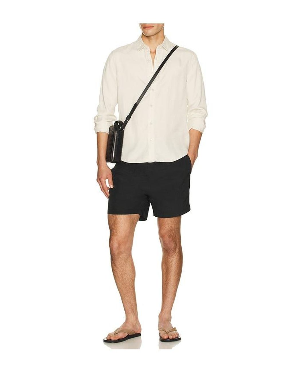 Onia Black Nylon Crinkle 5 Swim Trunk for men