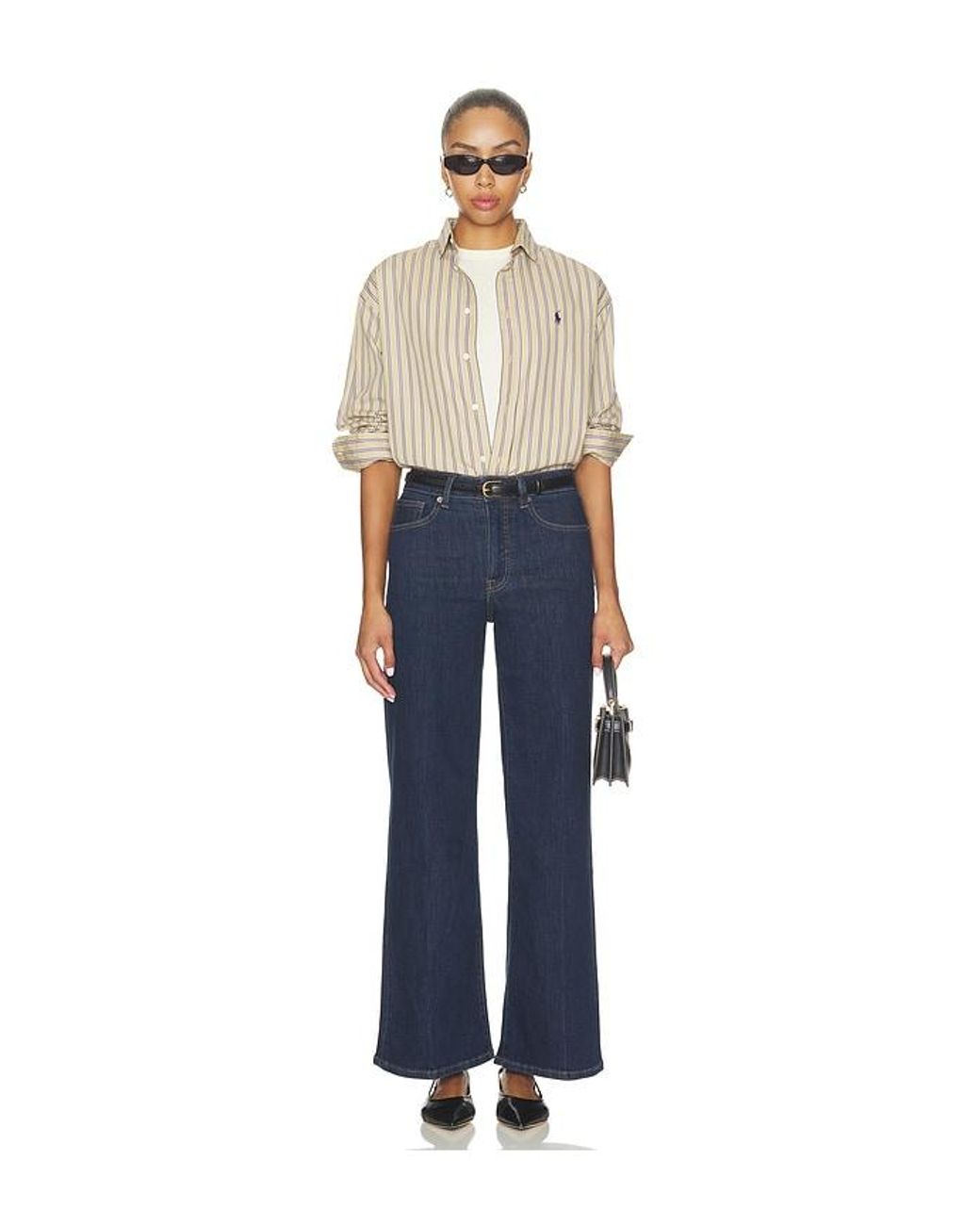 GOOD AMERICAN Blue High Palazzo Ankle Jeans