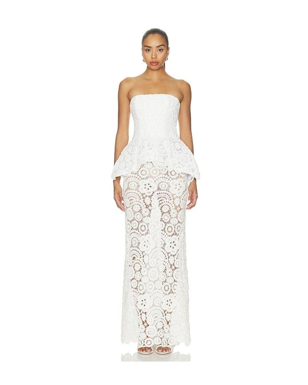 PATBO White Gal Embroidery Peplum Maxi Dress