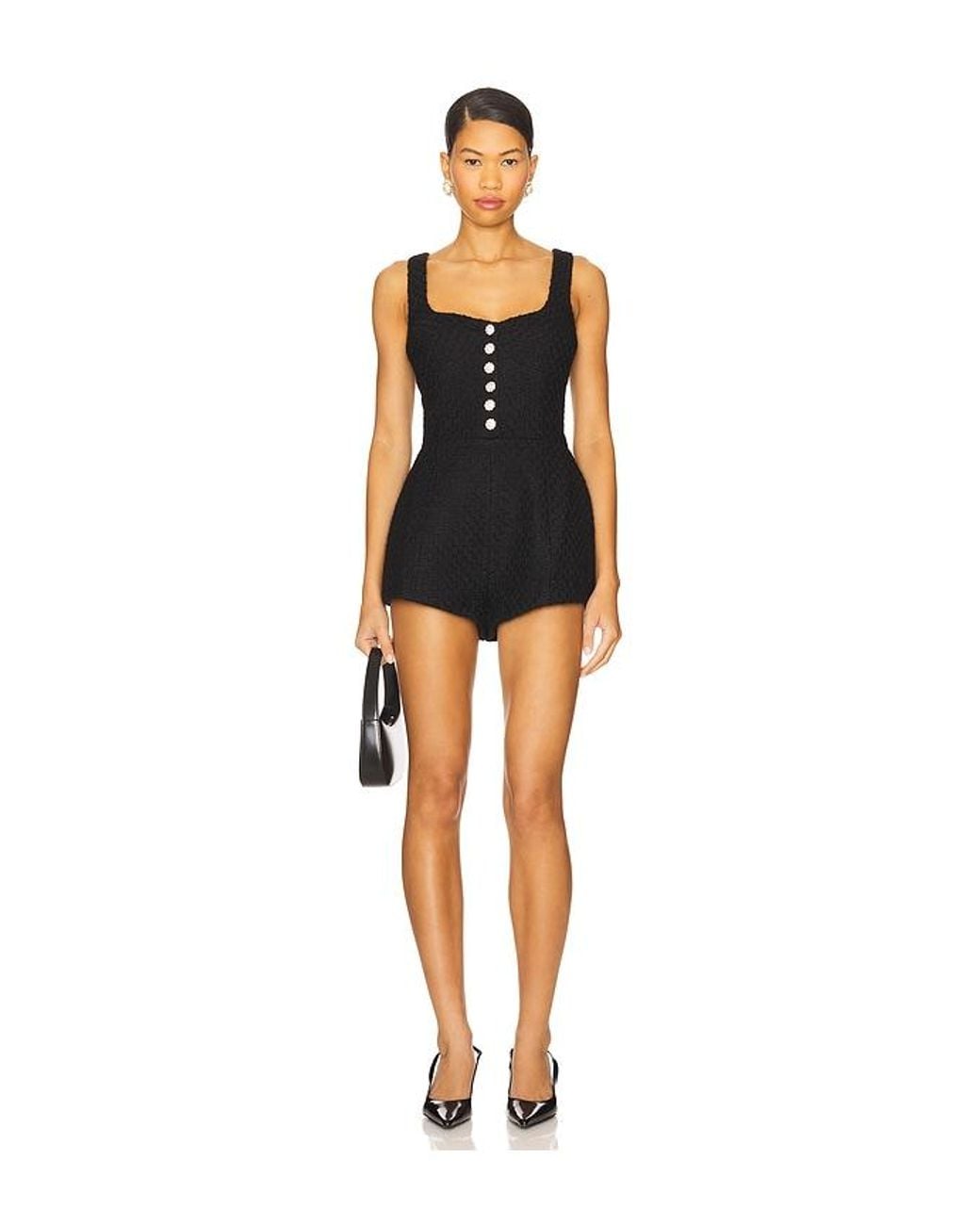 Lovers + Friends Black Tweed Josephine Romper