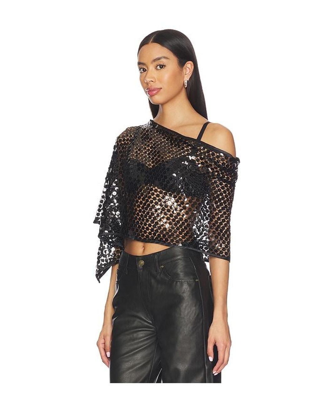 Jaded London Black Sequin Cape Top
