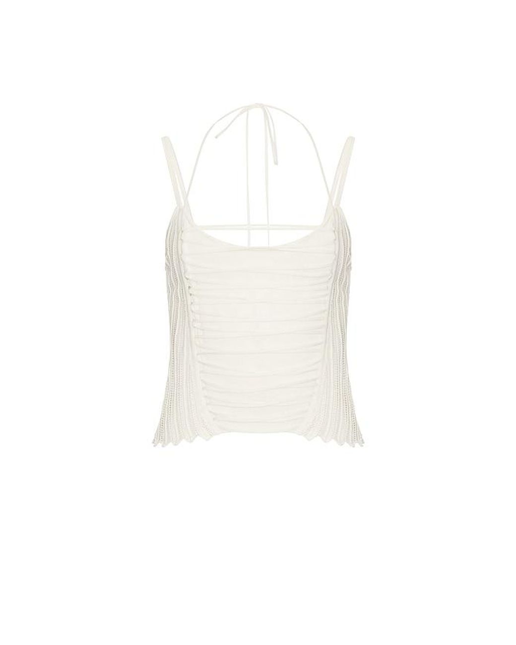 HAELO White Laced Chevron Halter Top