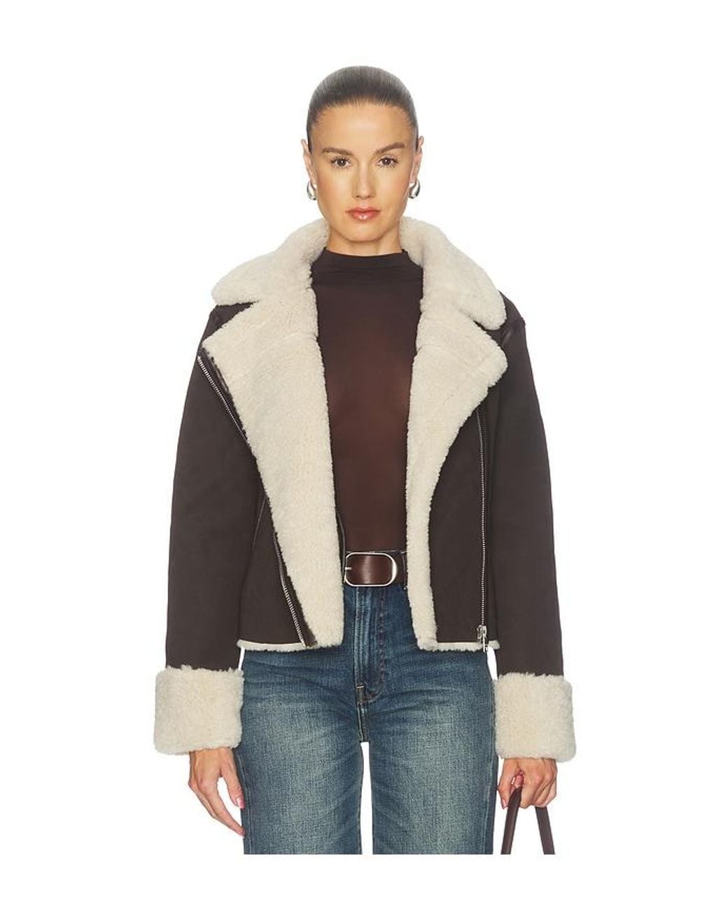 Hudson Black Faux Suede Shearling Jacket