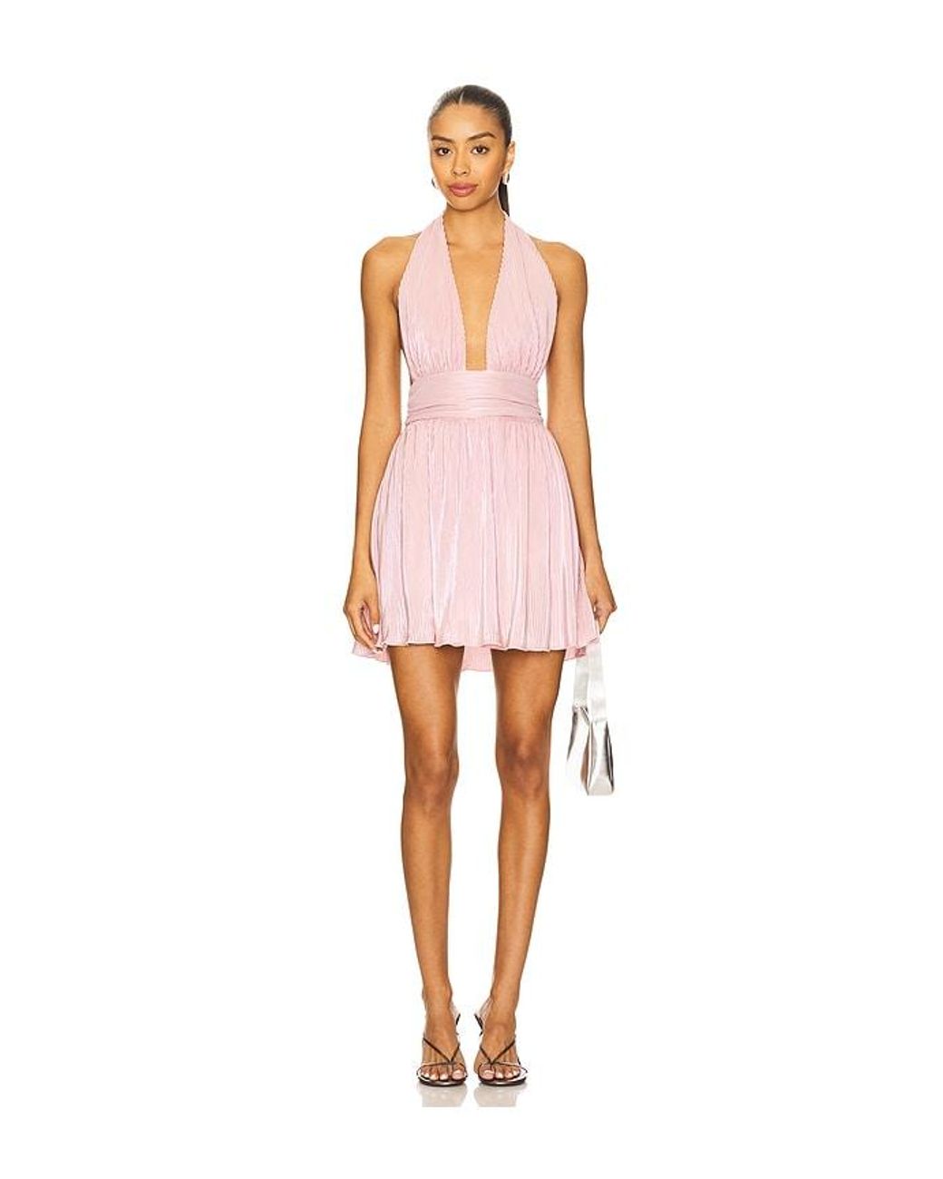 MORE TO COME Palmer Mini Halter Dress in Pink | Lyst