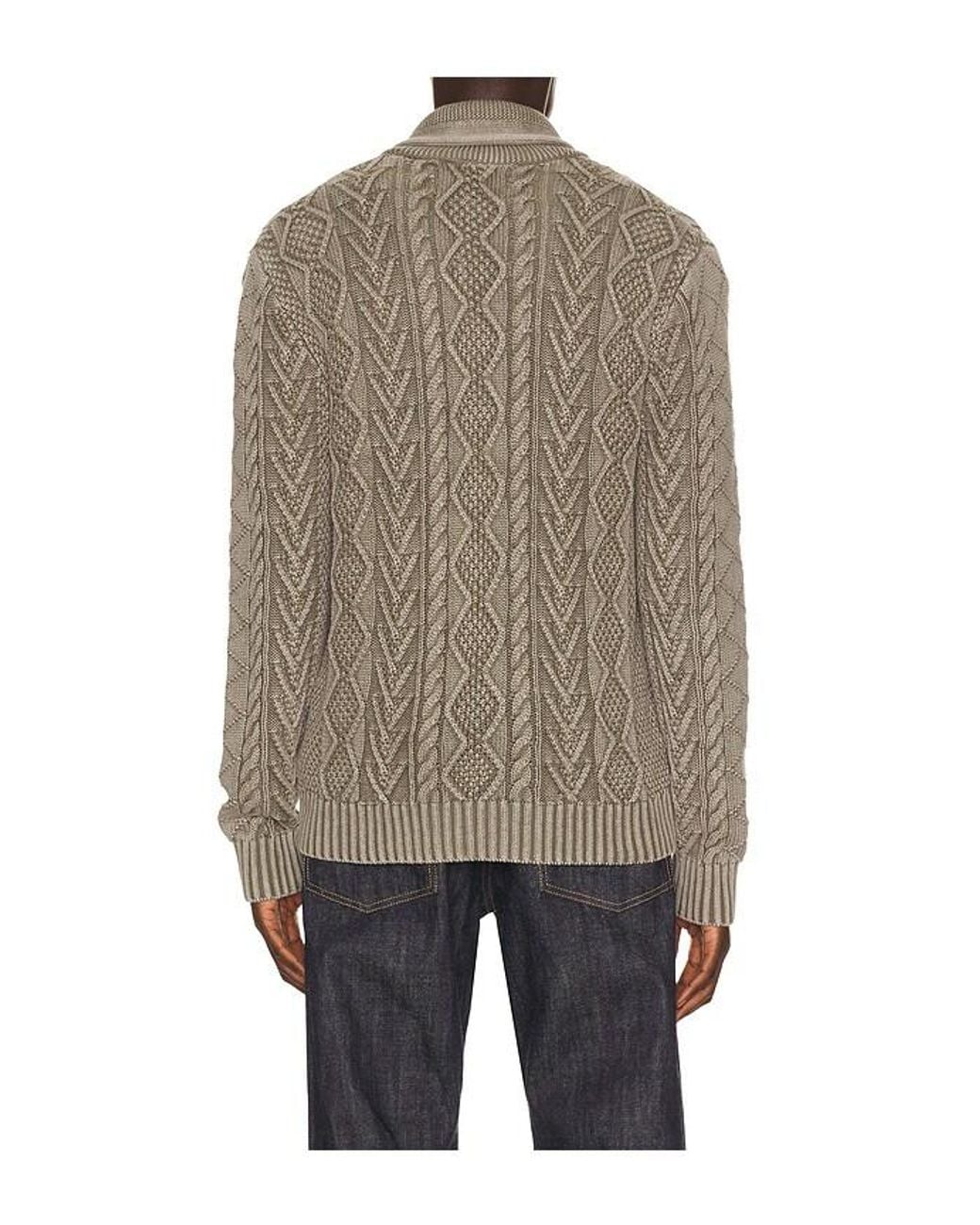 Schott Nyc Blue Cable Knit Cardigan for men