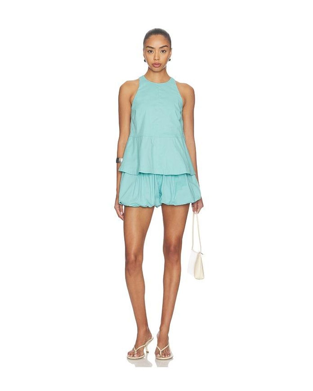 ALIGNE Blue Carlos Poplin Peplum Top