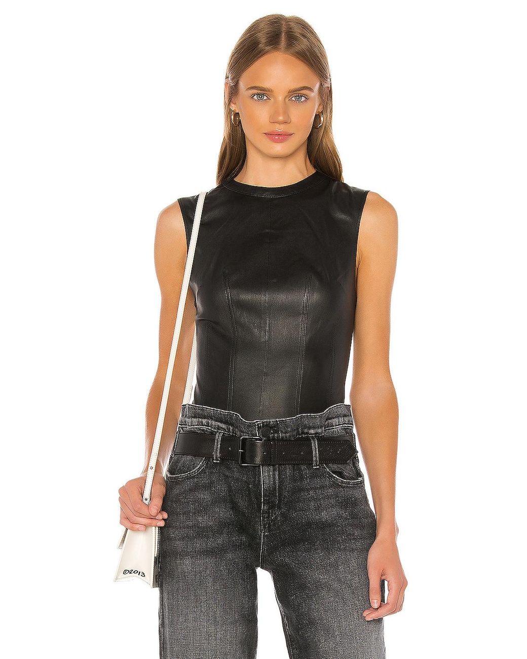 RTA Claire Leather Bodysuit in Black - Lyst