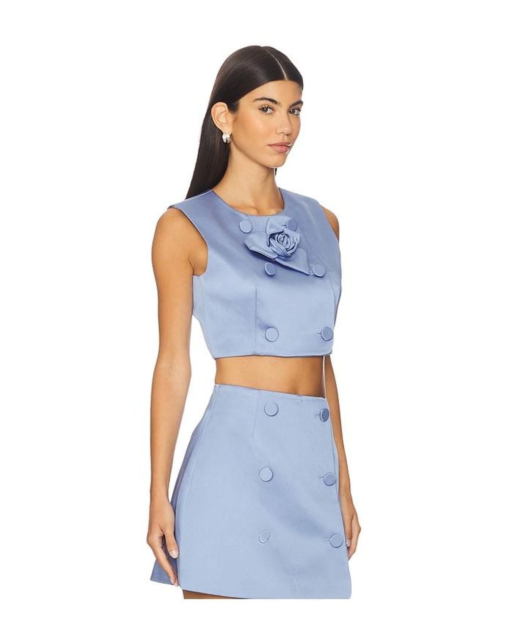 AKNVAS Blue Edie Dutchess Satin Top