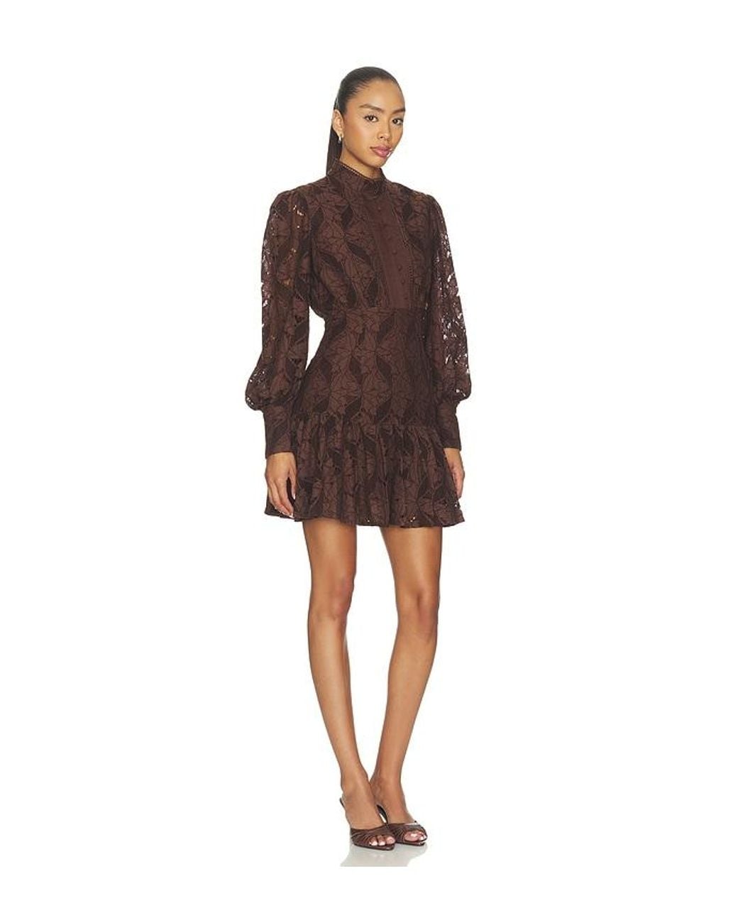 Bardot Brown Remy Mini Lace Dress