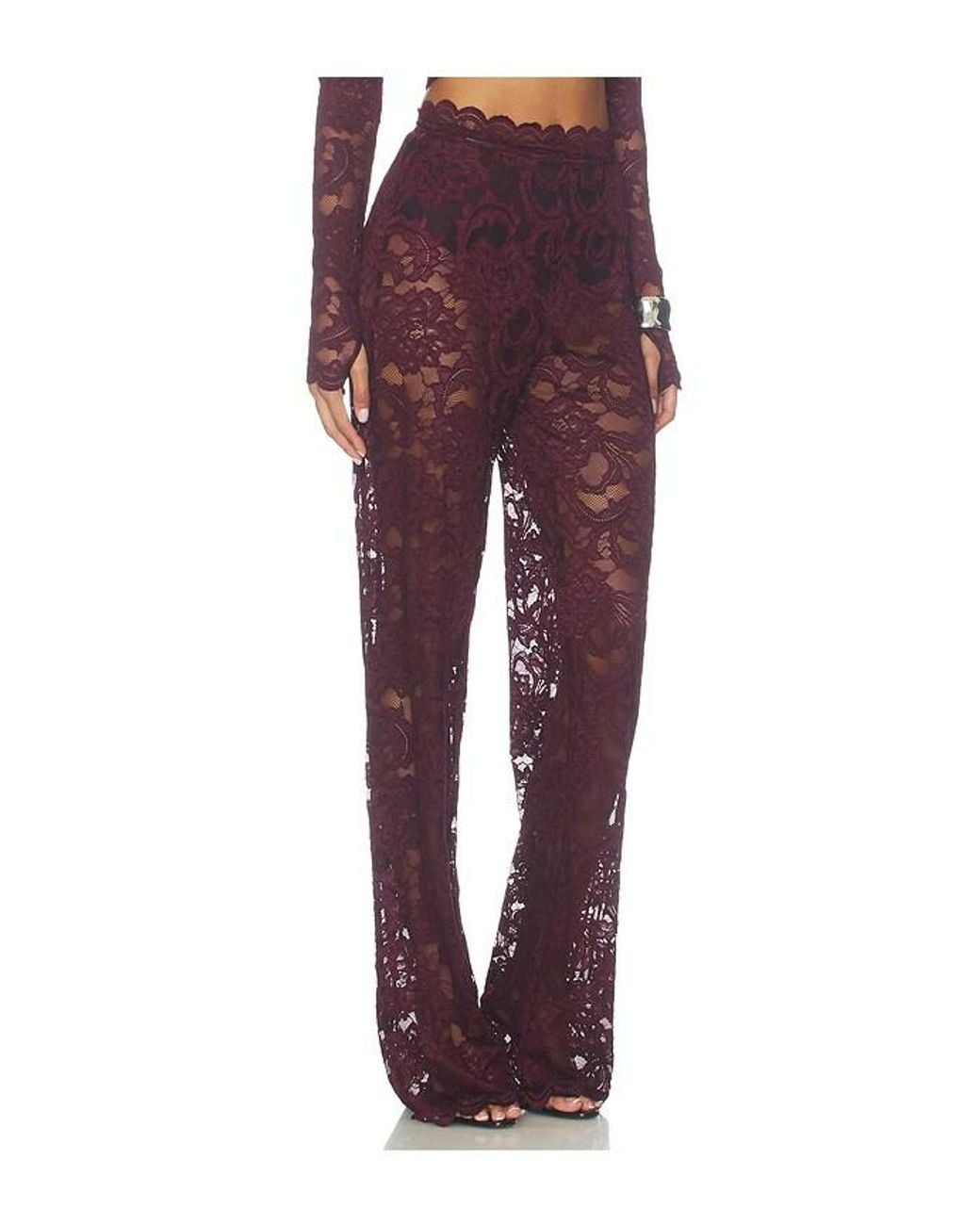 Nookie Red Delphine Lace Pants