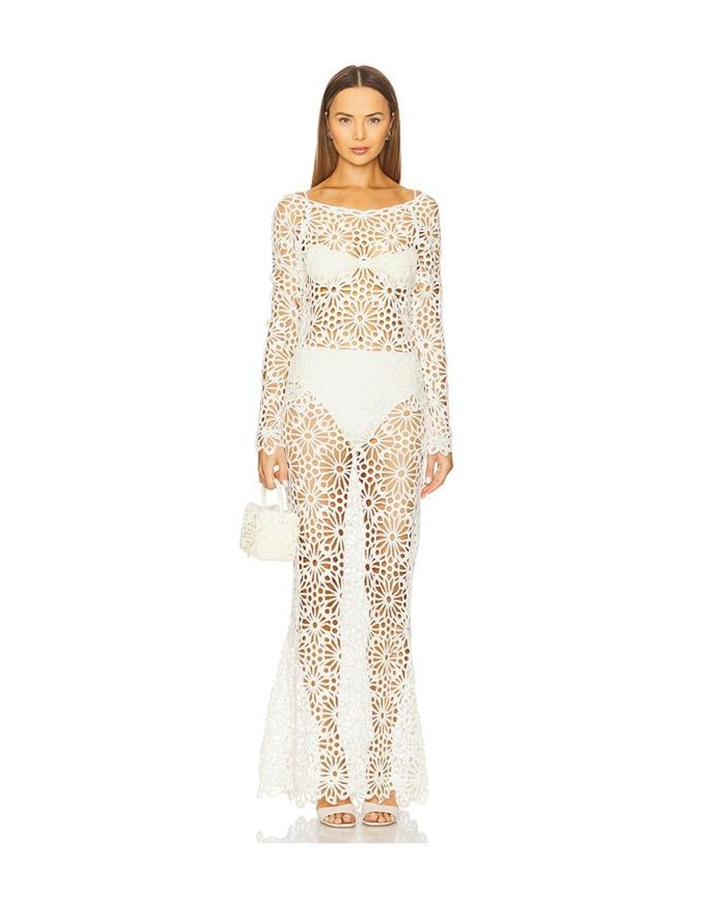 Norma Kamali White Obie Long Skirt