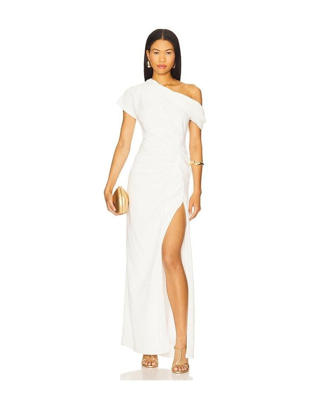 Jonathan Simkhai White Kally Draped Midi Dress
