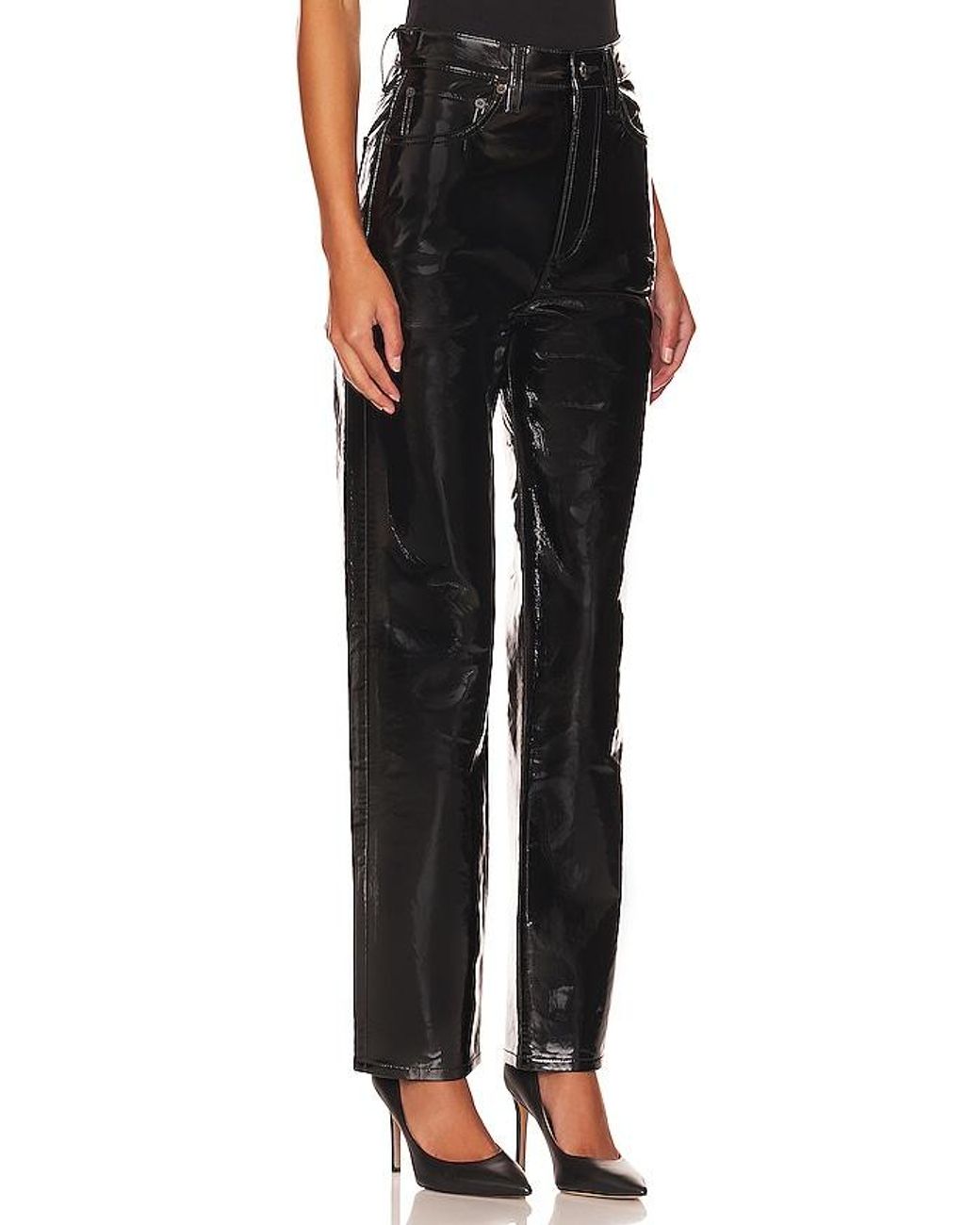Agolde Black Recycled Leather 90's Pinch Waist