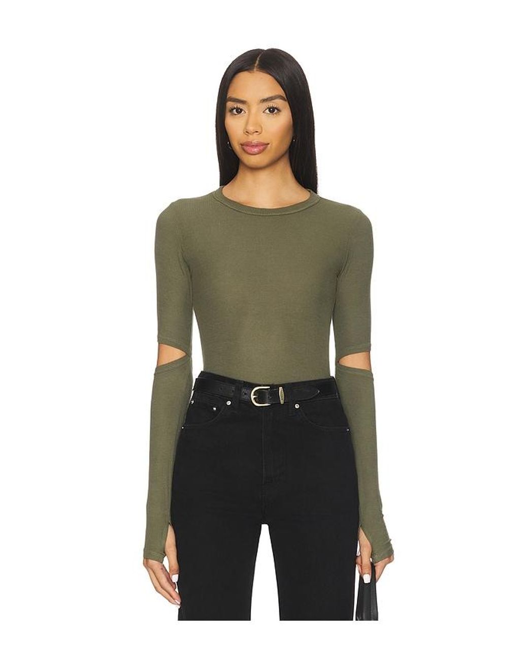 Michael Lauren Green Solomon Long Sleeve Fitted Tee