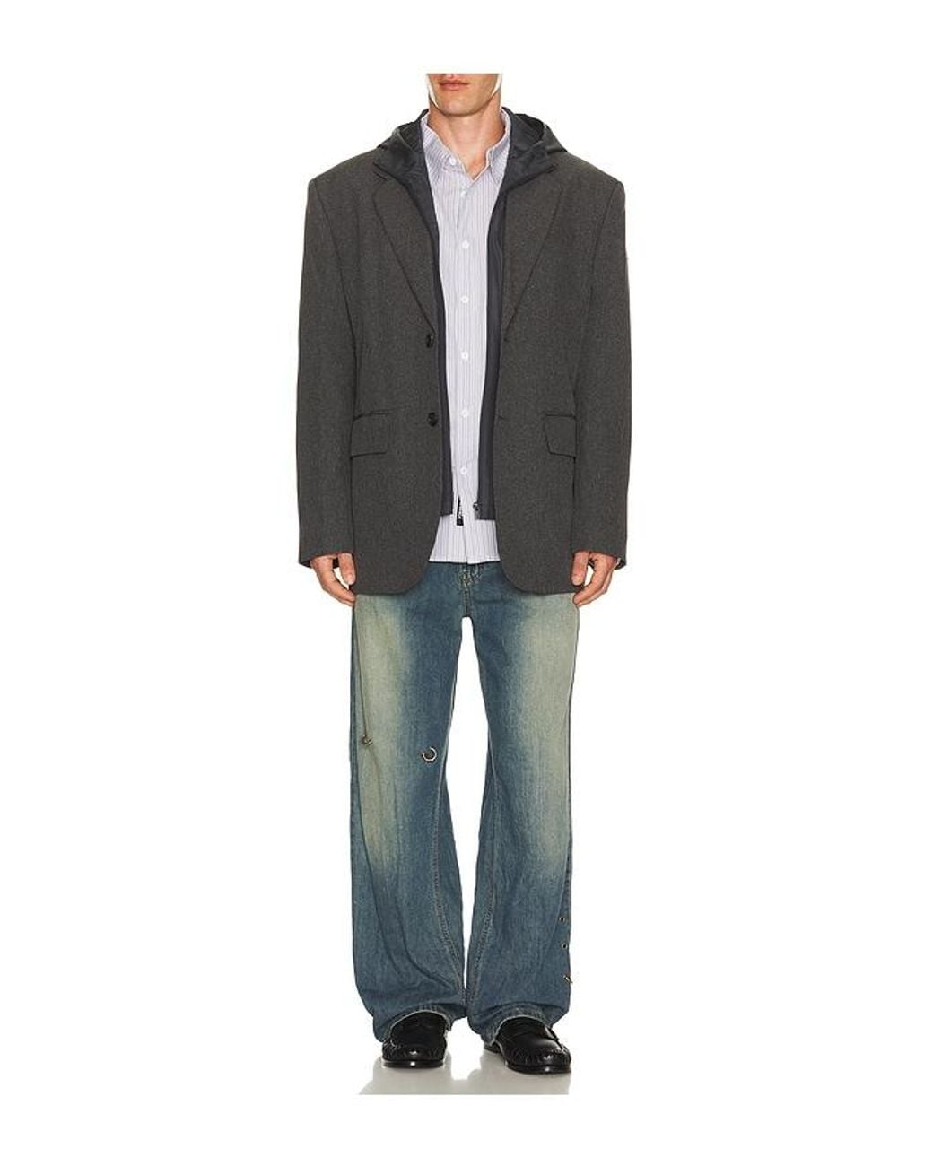 we11done Black Hood Detachable Blazer for men