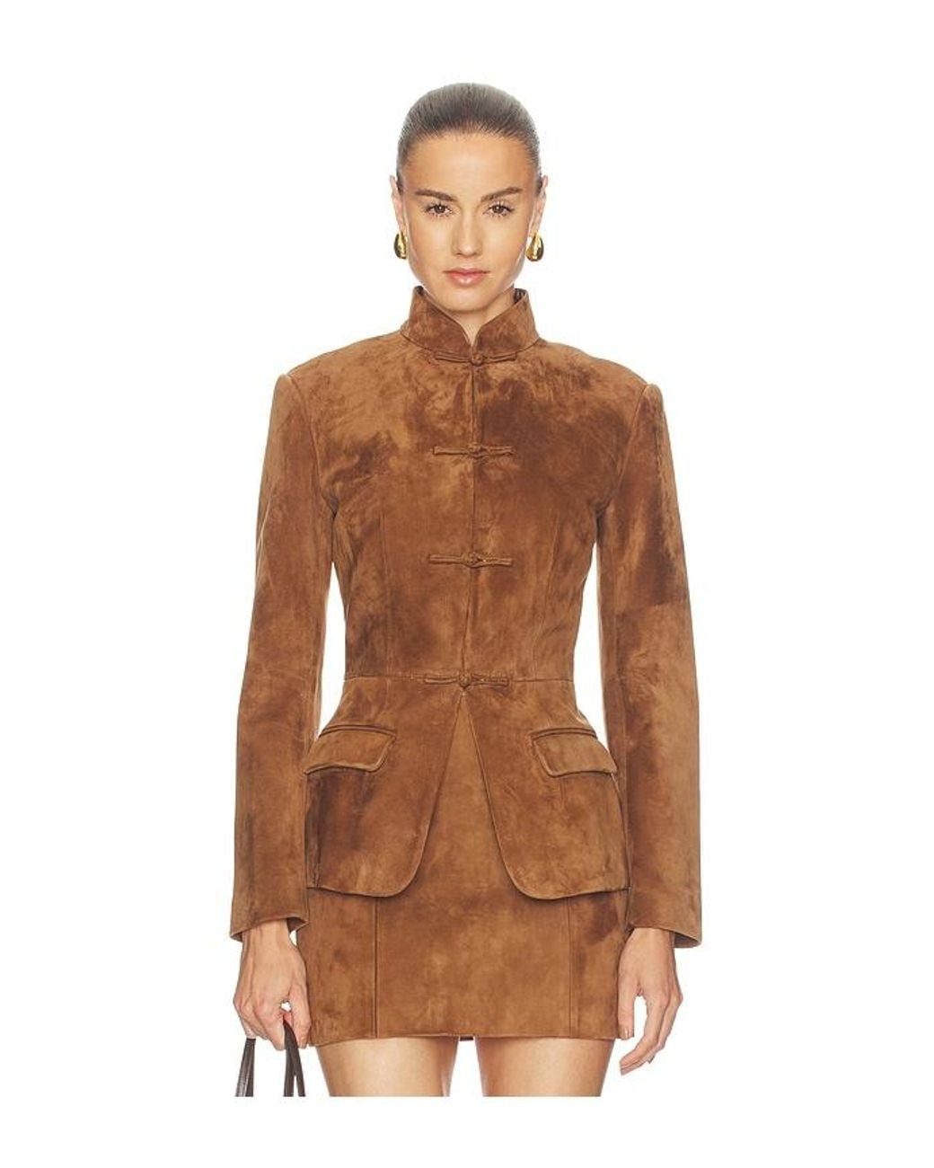 SAU LEE Brown Alba Suede Tang Jacket