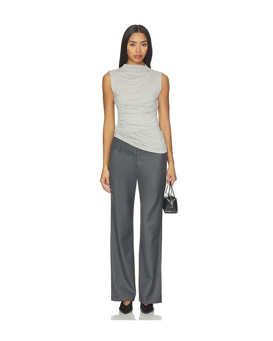 Enza Costa Gray Fluid Viscose Jersey Sleeveless Twist Top