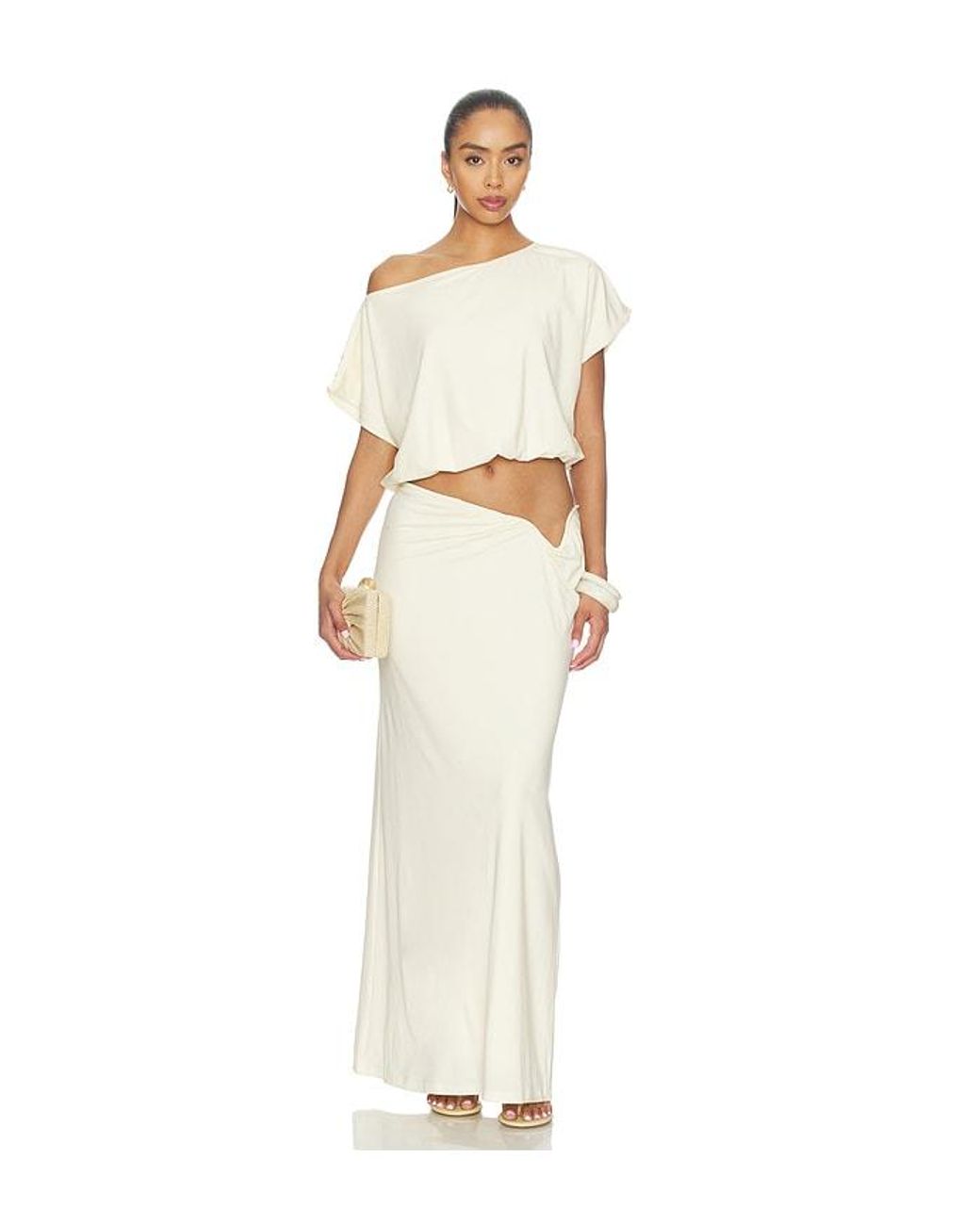 SNDY'S White Alia Maxi Skirt