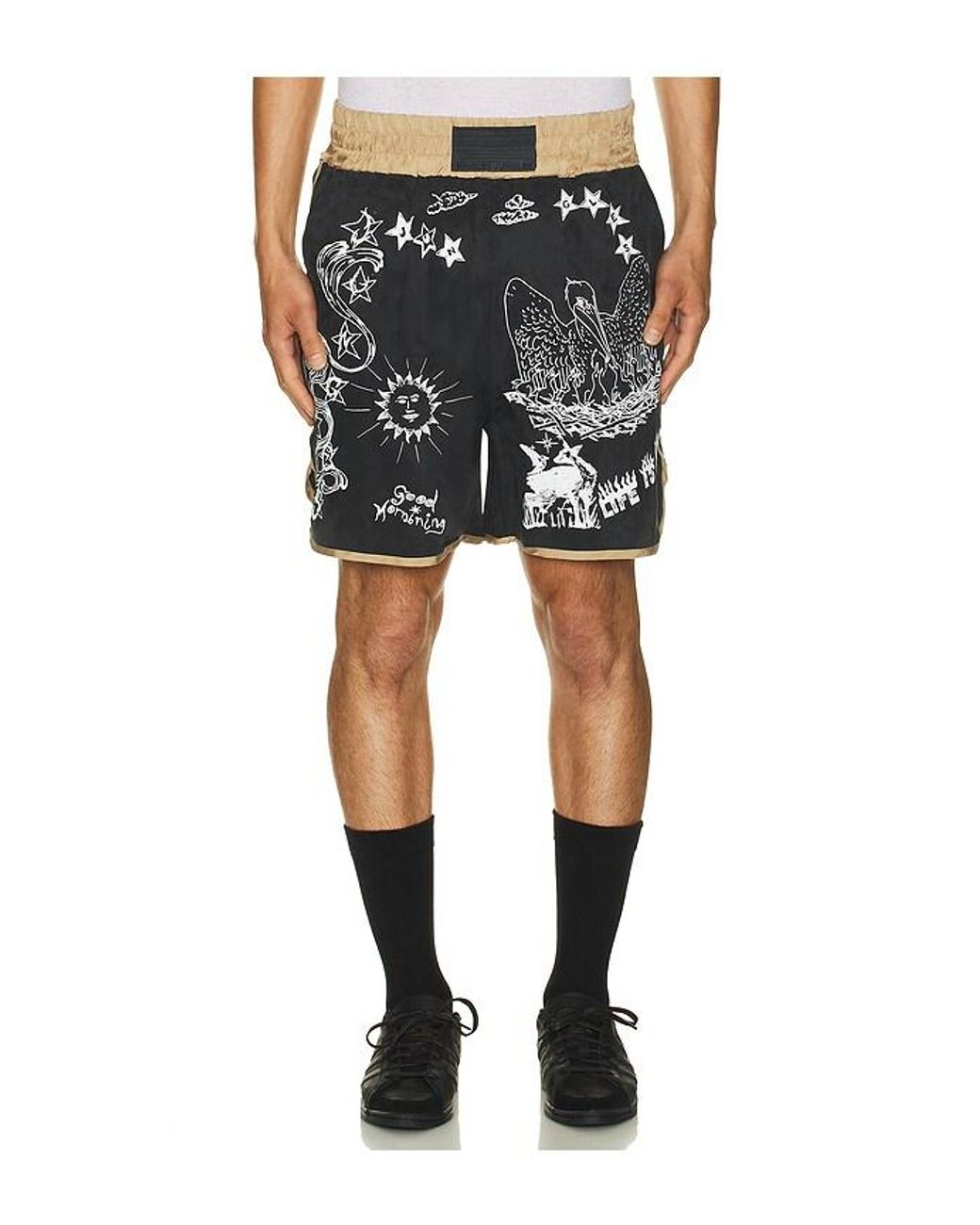 JUNGLES Black Scribbles Boxing Shorts for men