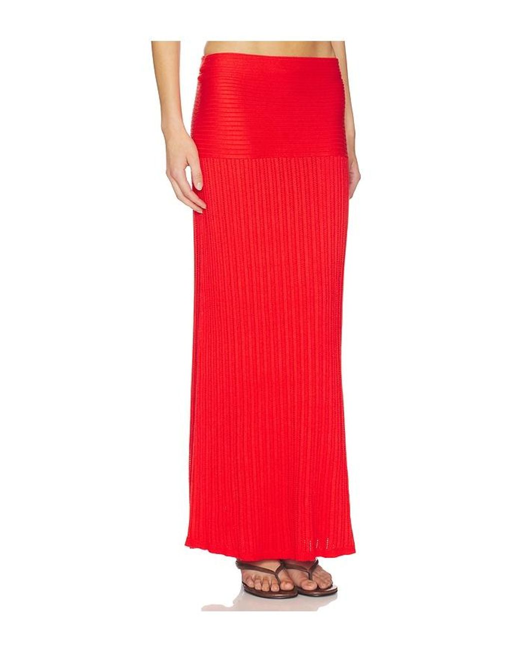 Lovers + Friends Red Shania Pointelle Maxi Skirt