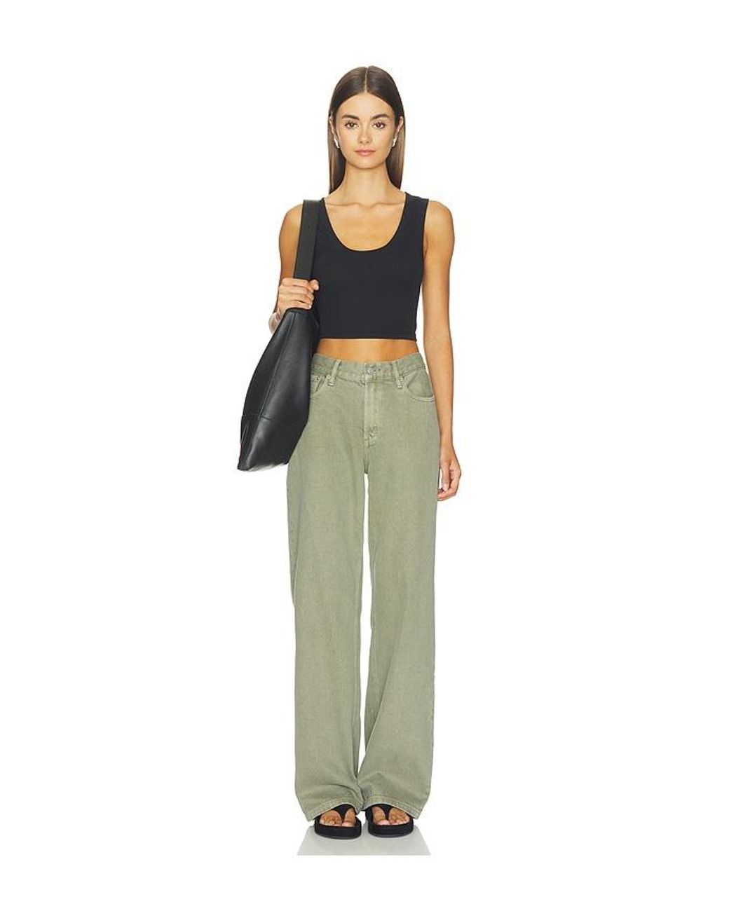 FAVORITE DAUGHTER Black The Cutting It Close Crop Tank