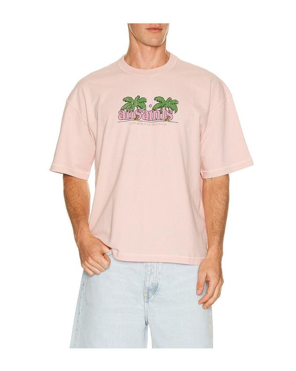AllSaints Pink Troppo Tee for men