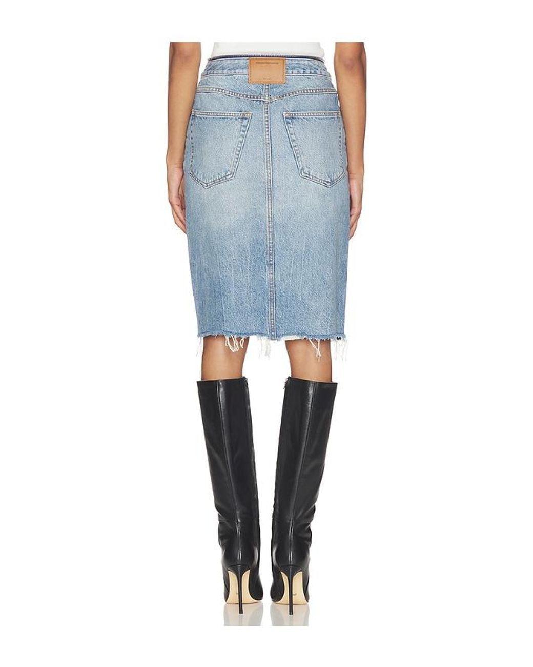 Alexander Wang Blue Dipped V Zip Waistband Skirt