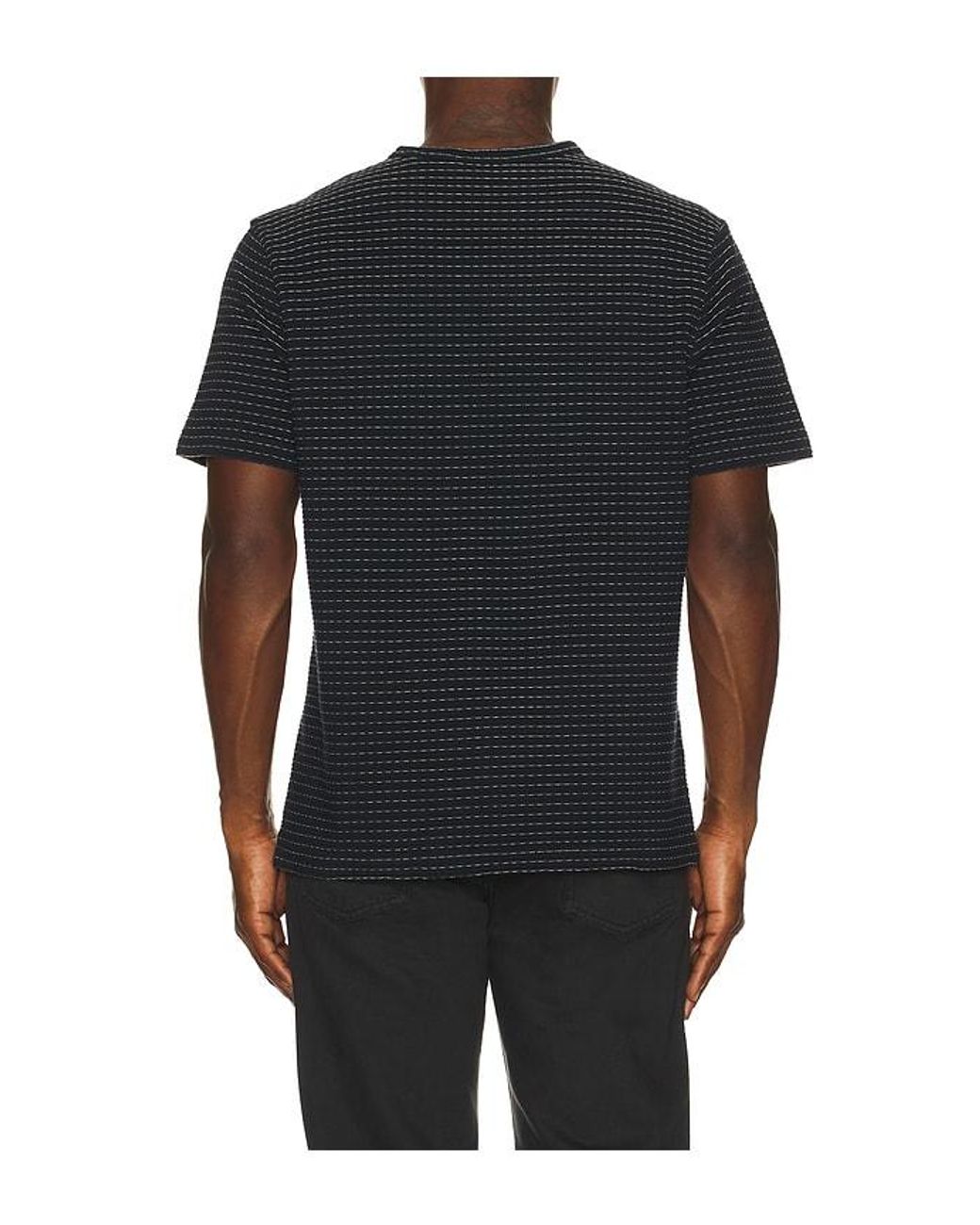 FRAME Black Jacquard Stripe Tee for men