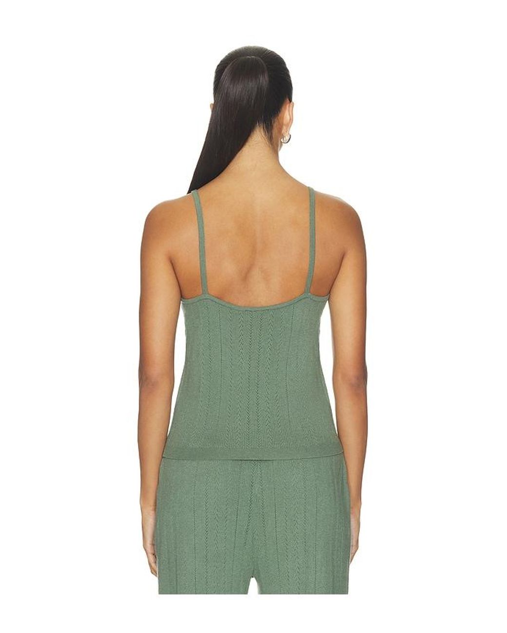 Eberjey Green Pointelle Scoop Neck Cami Top
