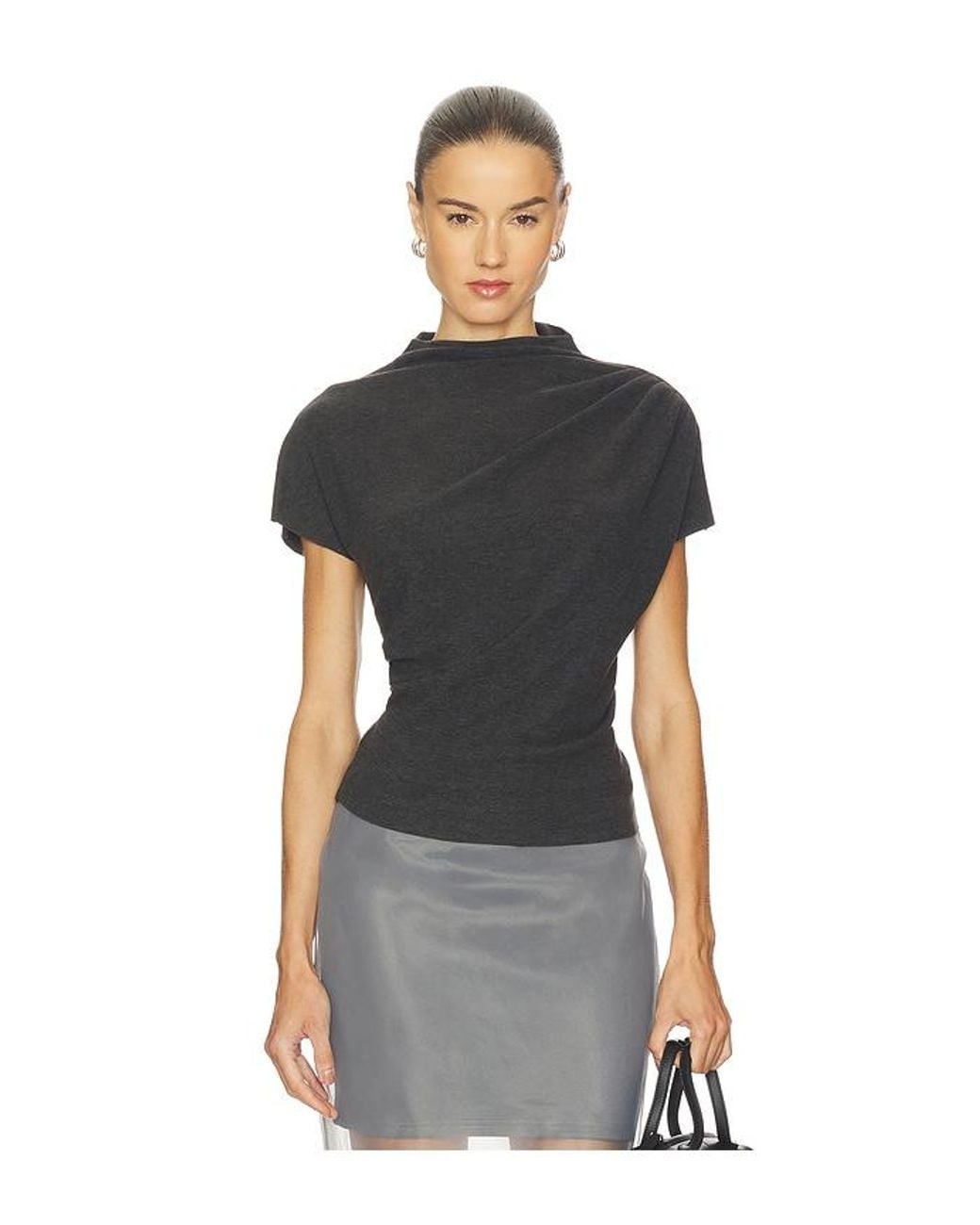 Line & Dot Black Drapiertes Top Walker