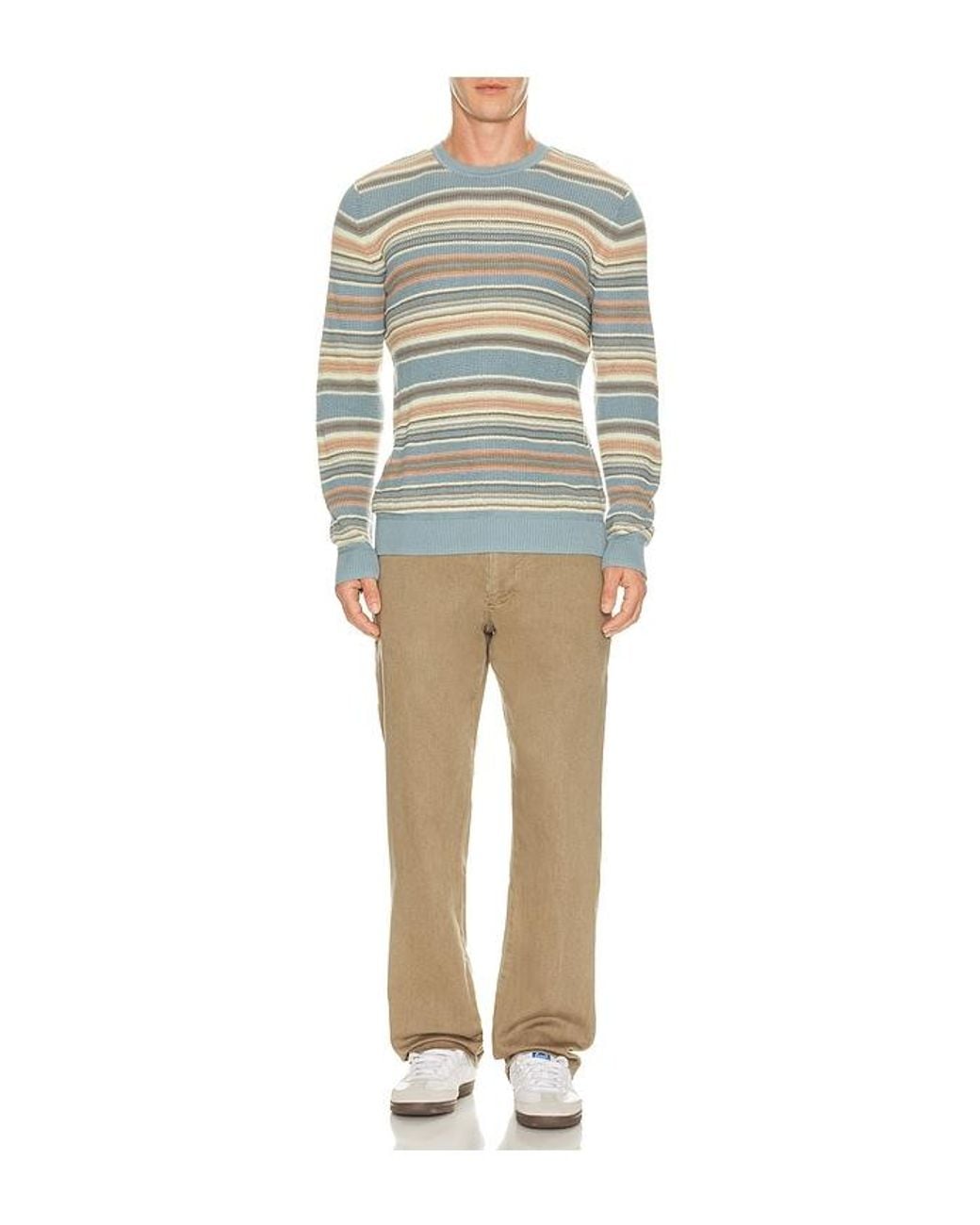 Faherty Brand Blue Sunwashed Crewneck Sweater for men
