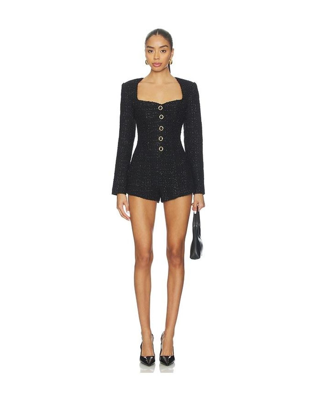 MAJORELLE Black Selene Tweed Romper