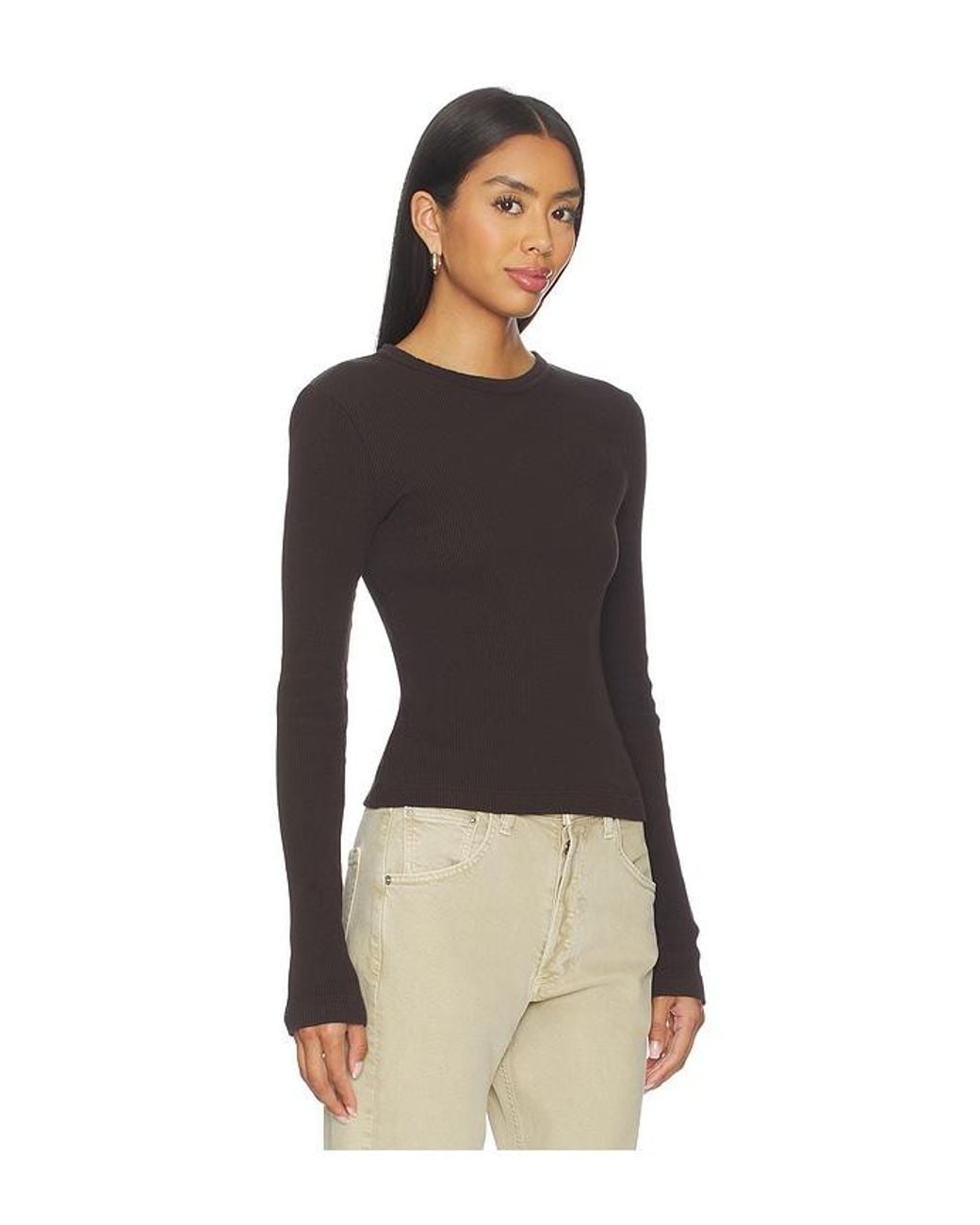 Citizens of Humanity Black Pilar Waffle Crewneck Top