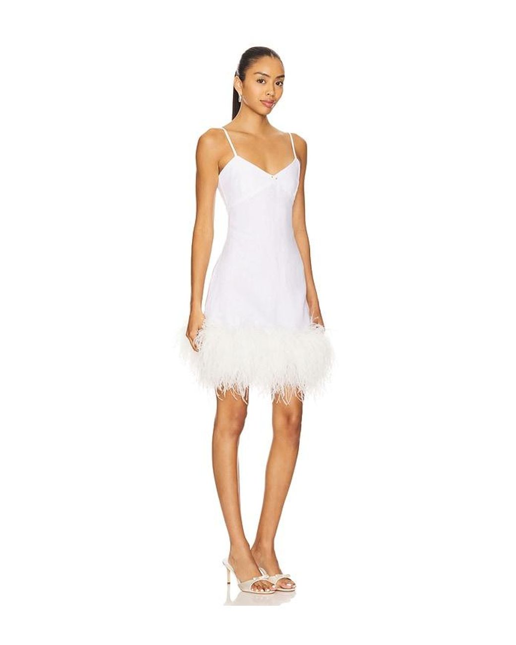 Milkwhite White X Revolve Mini Dress With Feathers