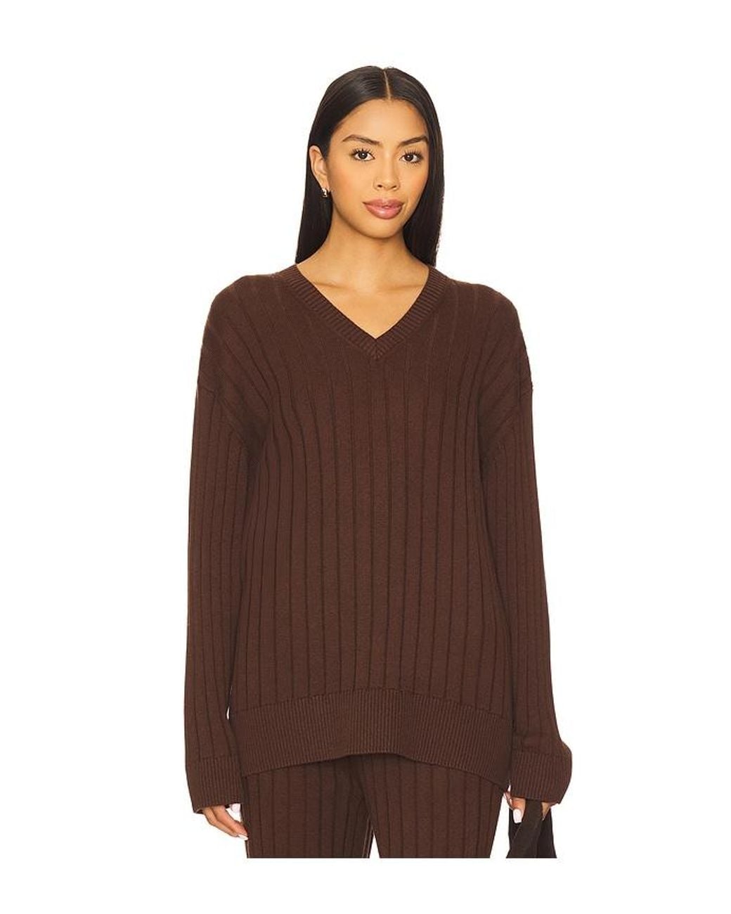 House of Harlow 1960 Brown X Revolve Irvina Ribbed V Neck