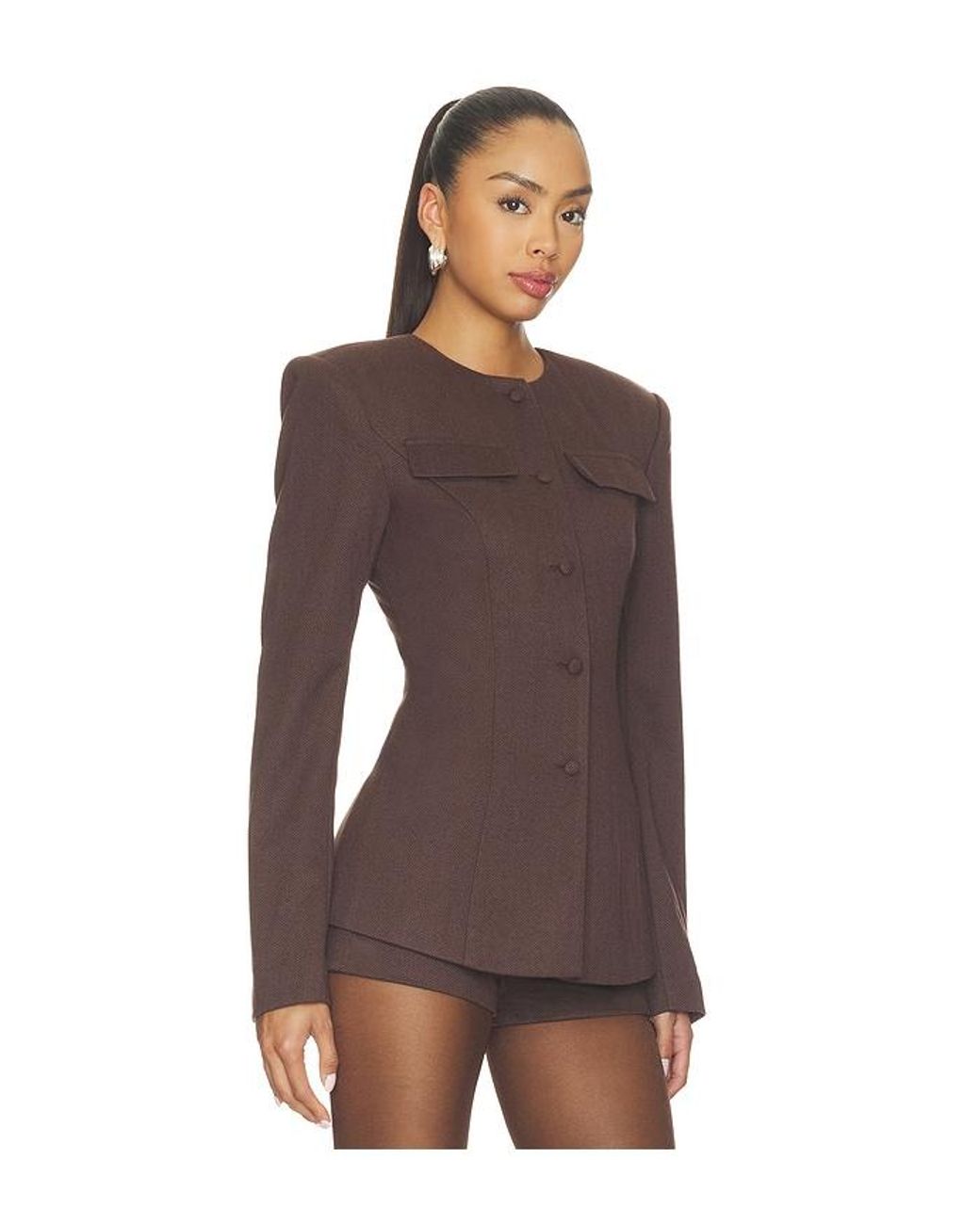 ALL THE WAYS Brown Trina Collarless Blazer