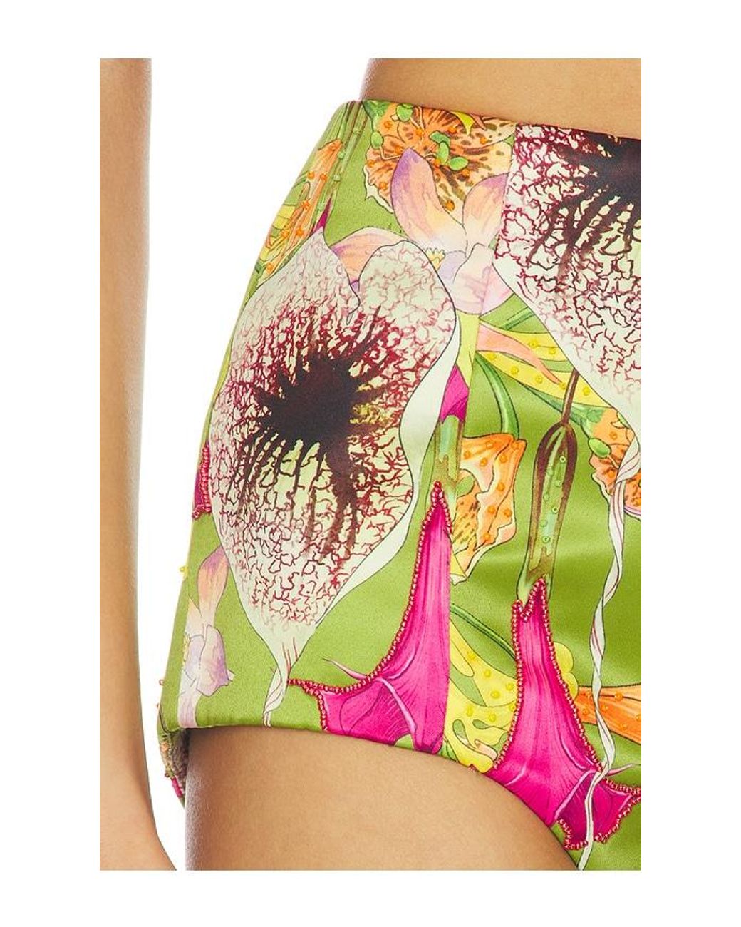 Muma World Green Beaded Floral Canopy Hot Short