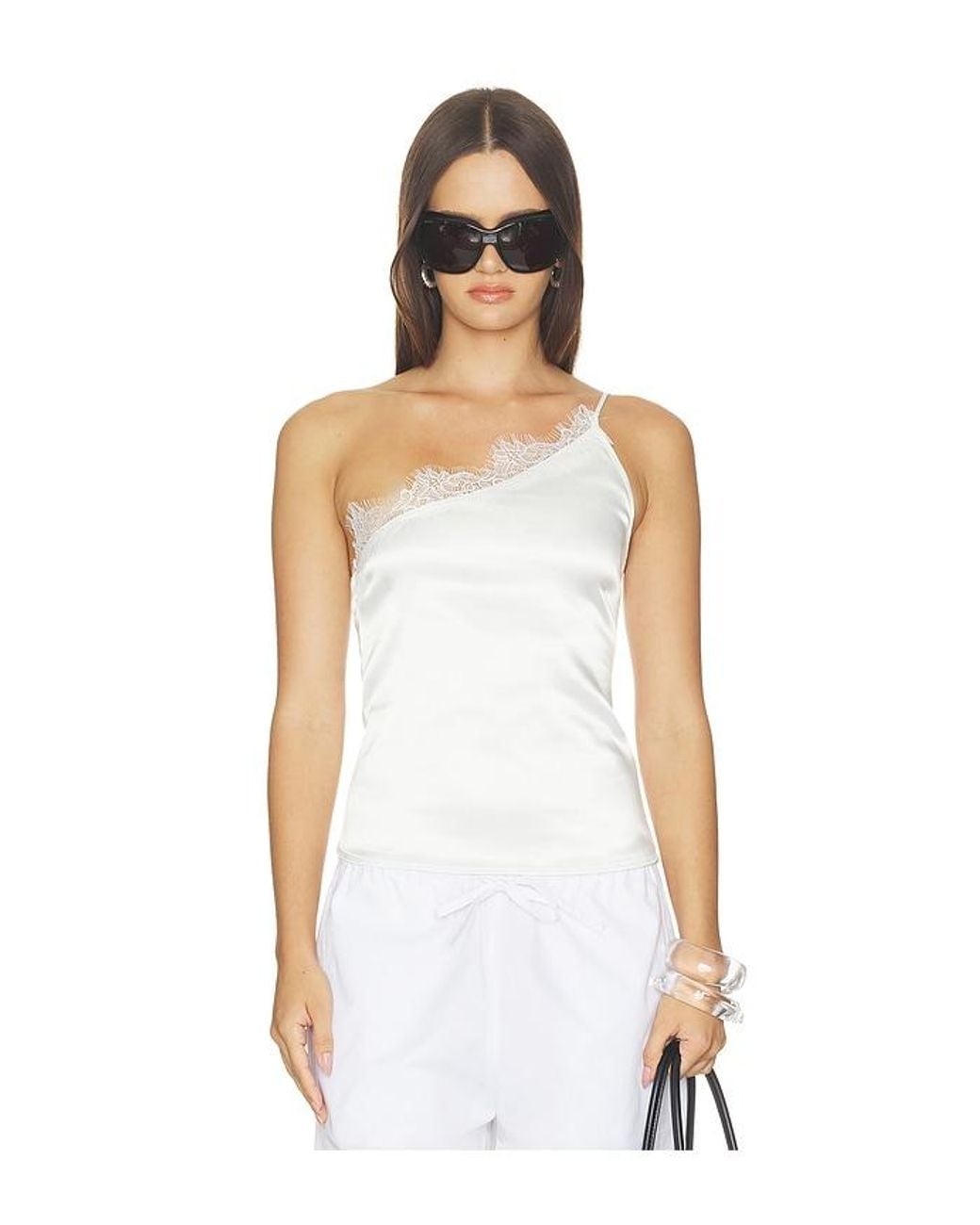 superdown White Ataya One Shoulder Top