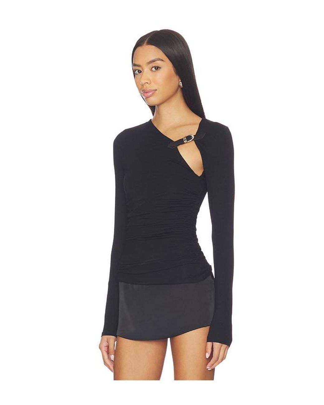 superdown Black Analeah Buckle Top