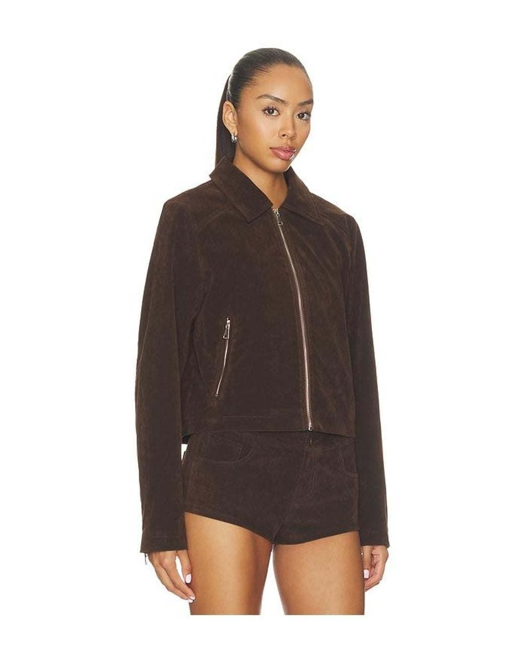 superdown Brown Frannie Faux Suede Jacket