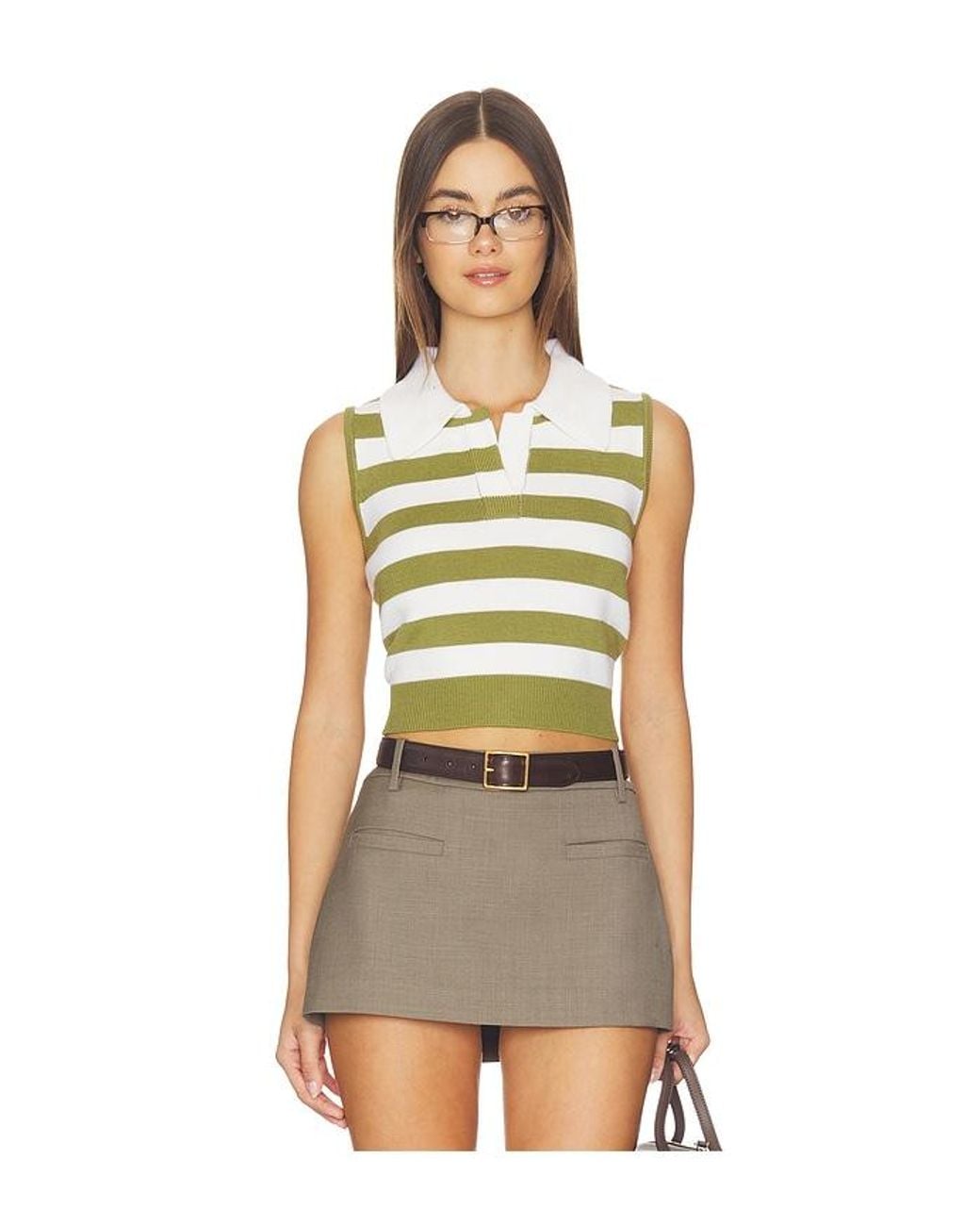 Monse Natural Leather Belt Cut Out Knitted Top