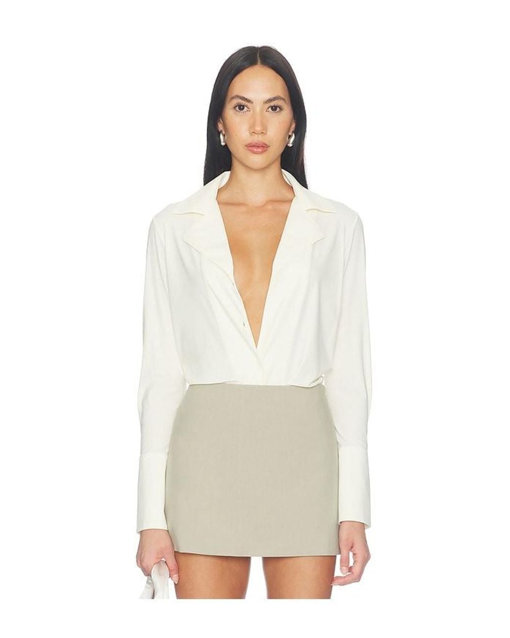 Commando White Classic Blousey Button Down Bodysuit