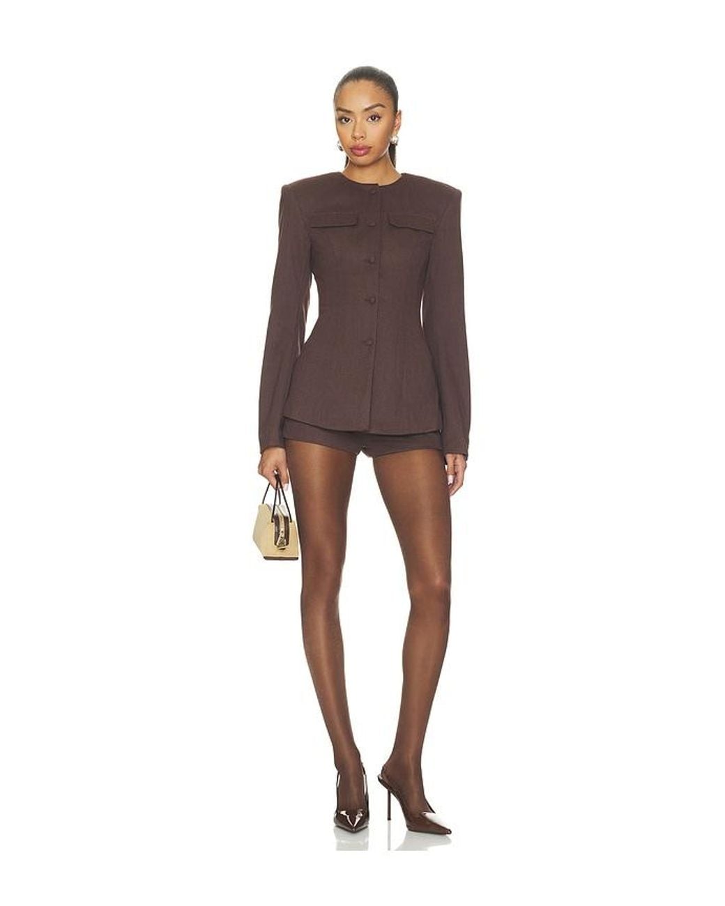 ALL THE WAYS Brown Trina Collarless Blazer