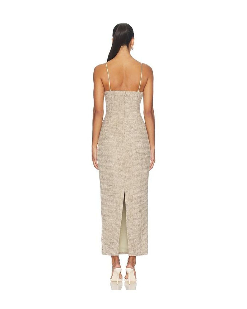 Odd Muse Natural Tweed Contrast Detail Midi Dress