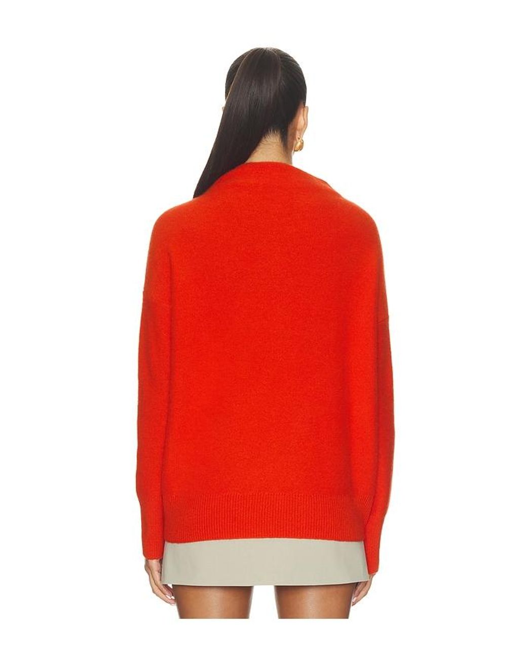 Vince Red Boiled Funnel Neck Pullover Sweater