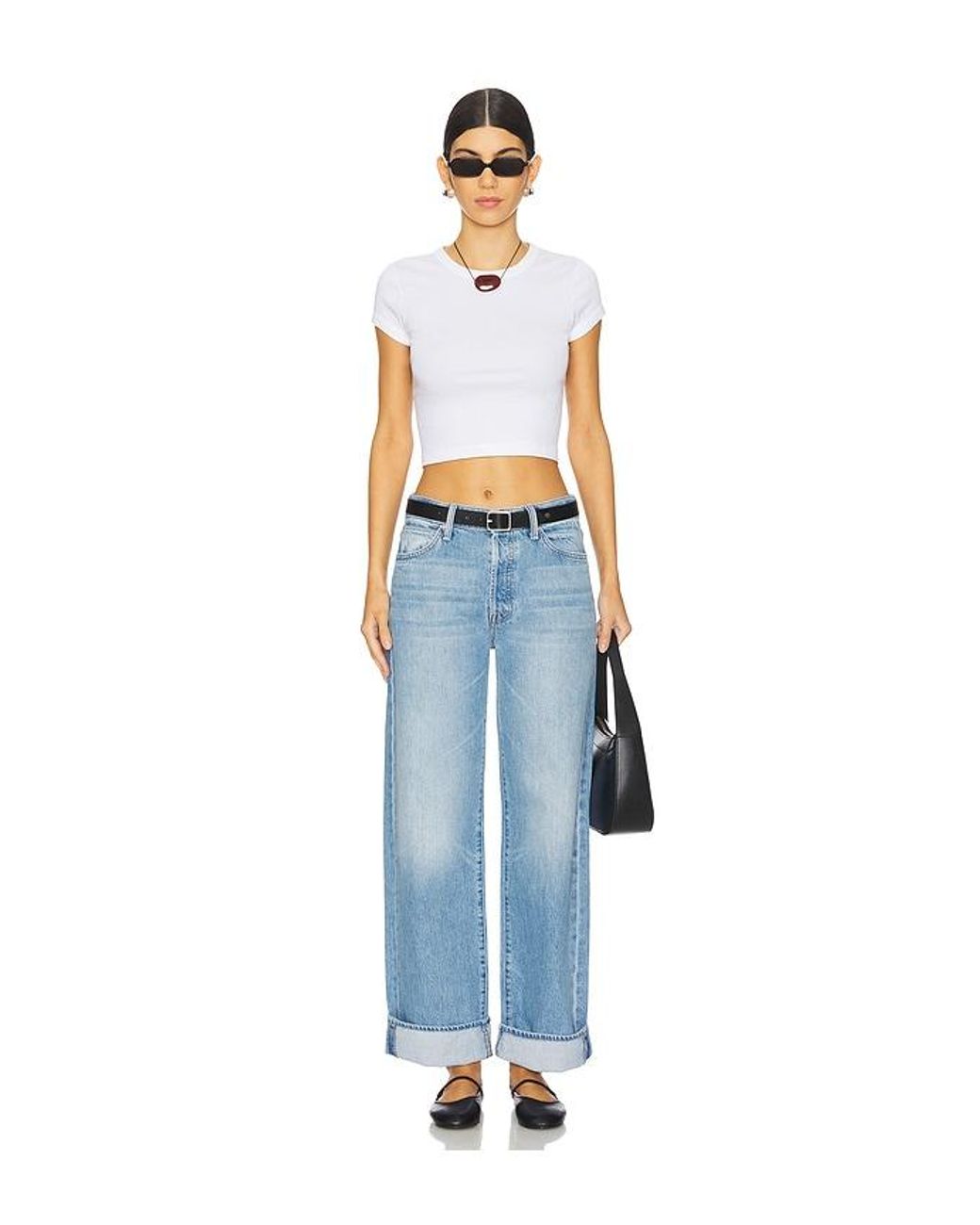 Mother Blue The Dodger Button Hover Cuff Jeans