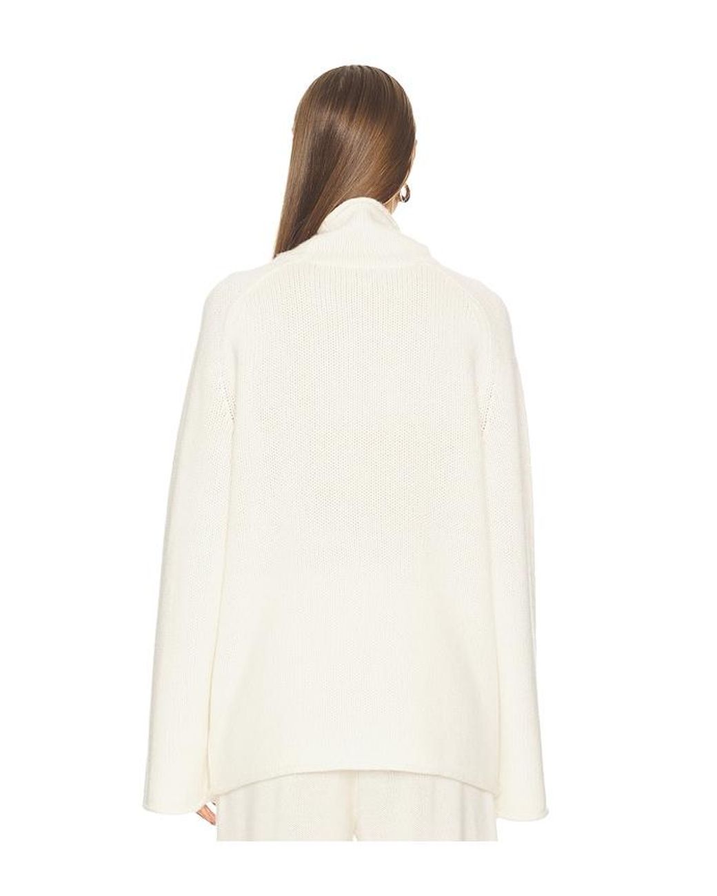 SRG White Sukki Cashmere Oversized Turtleneck