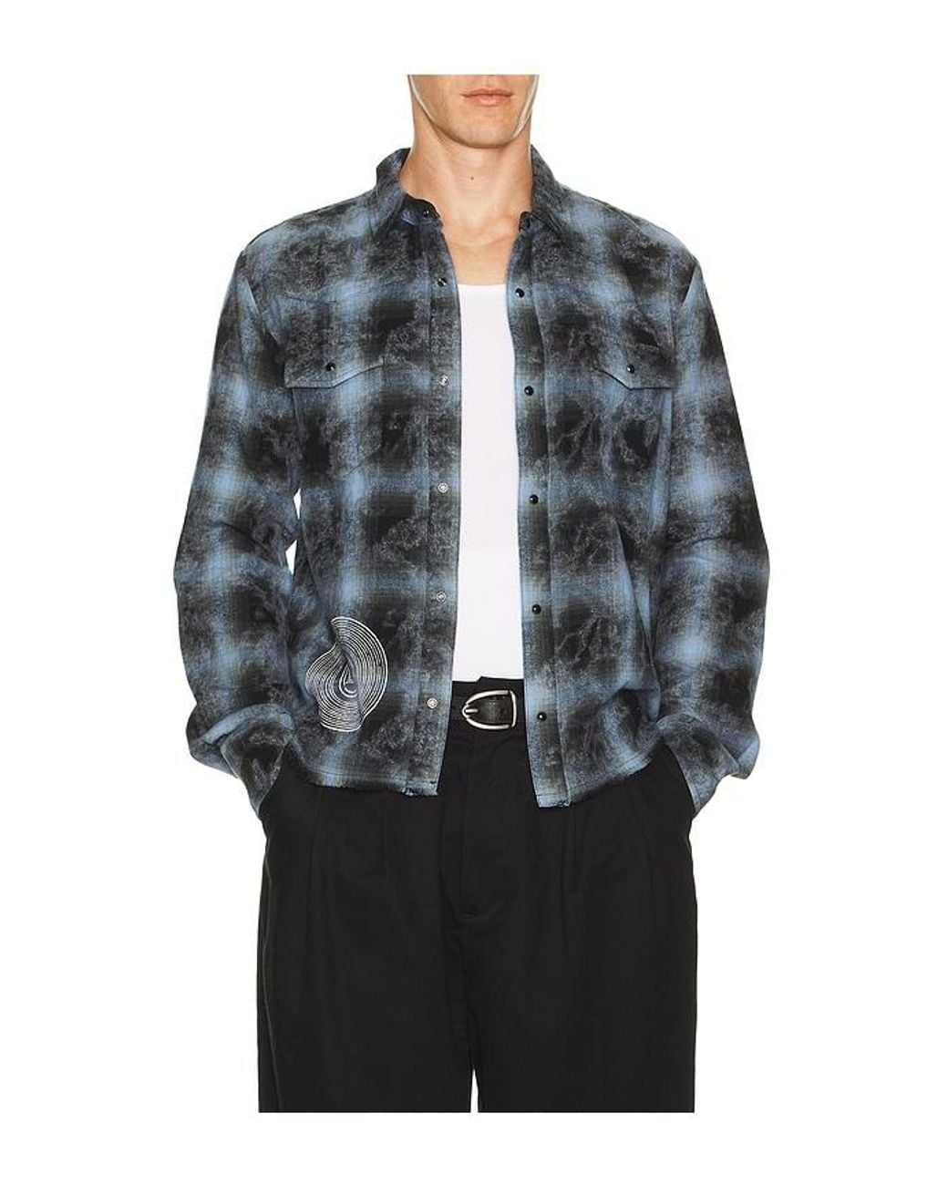 MIDNIGHT RODEO Gray Flannel Shirt for men