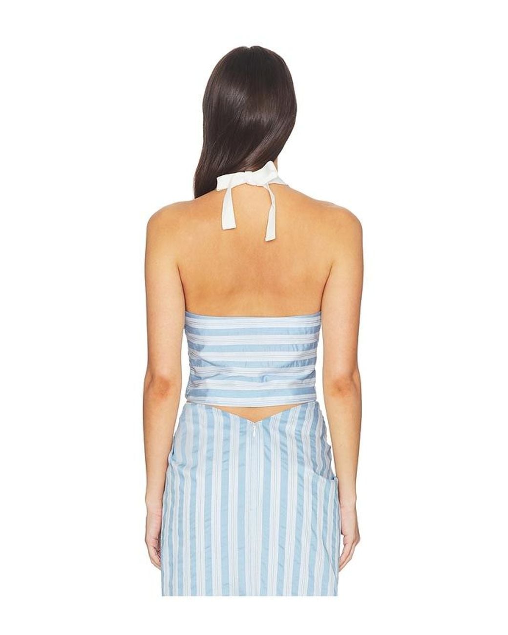 Jonathan Simkhai Blue Caprie Yarn-Dye Halter Top