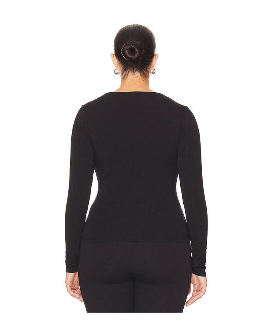 GOOD AMERICAN Black Jersey U Wire Long Sleeve Top